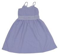 Levandulové pruhované šaty s krajkou Shein