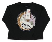 Nové - Černé triko s jednorožcem F&F