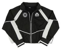 Černo-bílá propínací sportovní crop mikina s nášivkami Next 