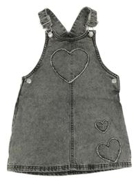 Šedé riflové laclové šaty se srdíčky F&F