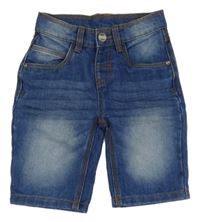 Modré riflové kraťasy s nápisem Dopodopo