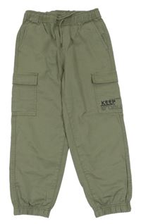 Khaki plátěné cargo kalhoty s kapsami Y.F.K. 