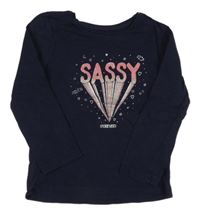 Tmavomodré triko s nápisem Primark