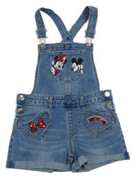 Světlemodré riflové laclové kraťasy s Mickeym a Minnie Primark 