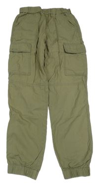 Khaki plátěné cargo cuff kalhoty H&M