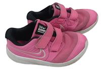 Růžovo-bílé koženkovo/textilní botasky s logem Nike vel. 26