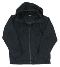 Černá šusťáková podzimní bunda s odepínací kapucí H&M