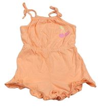 Světleoranžový melírovaný letní overal s třešničkami a volánky Matalan