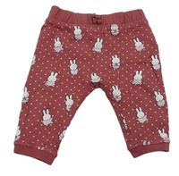 Vínovohnědé puntíkaté tepláky se zajíčky - miffy