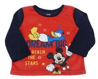 Červeno-tmavomodrá plyšová mikina s Donaldem a Mickey PRIMARK