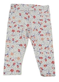 Bílé puntíkaté legíny s růžemi koala kids