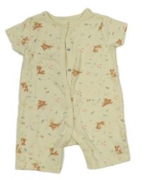 Smetanový kraťasový overal se zajíčky Mothercare