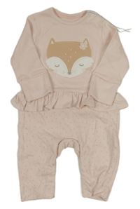 Světlerůžový overal s liškou a volánkem a puntíky Mothercare