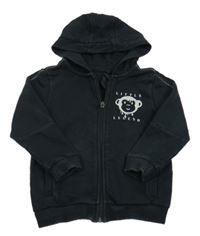 Černá propínací mikina s opičkou a kapucí zn. George