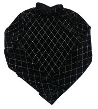 Černo-stříbrné kárované sametové crop mikinotriko SHEIN