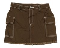 Tmavohnědá cargo riflová sukně H&M