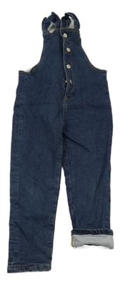 Tmavomodré riflové laclové podšité kalhoty s volánky MANGO