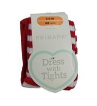 Nové - červeno-bílo-černé pruhované punčocháče PRIMARK