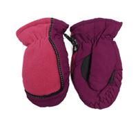 Švestkovo-jahodové šusťákovo/fleecové zateplené palcové rukavice Topolino