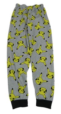 Šedo-černé melírované fleecové pyžamové kalhoty s Pikachu PRIMARK