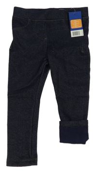 Nové - tmavomodré zateplené tregíny riflového vzhledu lupiu