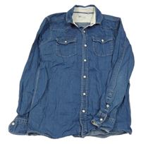 Modrá lehká riflová košile s nápisy WE