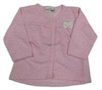 Světlerůžová propínací mikina s lístečky a mašlí Ergee