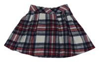 Tmavomodro-červeno-bílá kostkovaná vlněná sukně s přezkou Nutmeg
