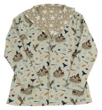 Světlešedá propínací podšitá oboustranná mikina s obrázky - Harry Potter