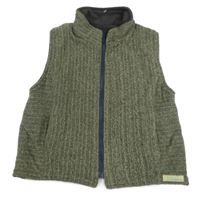 Světlekhaki-tmavošedá vzorovaná podšitá oboustranná vesta  