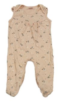 Pudrové dupačky s kytičkami 