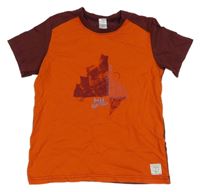 Tmavooranžovo/vínové funkční tričko s potiskem Quechua