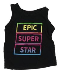 Černý top s nápisy PRIMARK