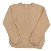 Meruňkový chlupatý svetr s barevnými hvězdičkami C&A