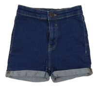 Tmavomodré teplákové riflové kraťasy C&A