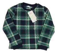 Nové - tmavomodro-zeleno-bílá kostkovaná fleecová pyžamová mikina M&S