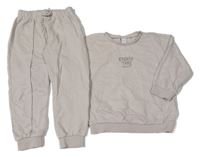 2Set - Béžová oversize mikina s nápisy a kapsou + tepláky LC WaIKIKI