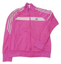 Tmavorůžovo-bílá propínací sportovní mikina Adidas