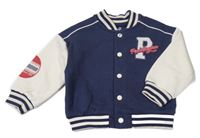 Nové - tmavomodro-bílá baseballová mikina s písmenkem a medvídkem Paddington a pruhy M&S