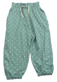 Světlezelené puntíkované volné kalhoty Tu