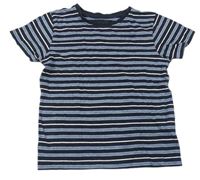Tmavomodro-bílo-modré pruhované tričko Primark