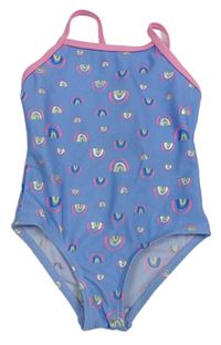 Modré jednodílné plavky s duhami Primark