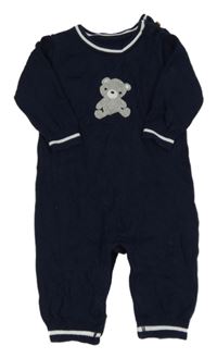 Tmavomodrý pletený overal s medvědem Nutmeg