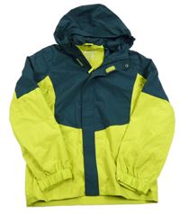 Petrolejovo-limetková šusťáková jarní funkční bunda s kapucí Mountain Warehouse
