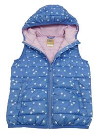 Modrá šusťáková zateplená vesta s hvězdami a kapucí Manor