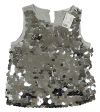 Nové - Stříbrný flitrový crop top H&M