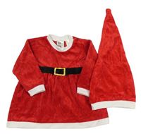 2set - Červené sametové šaty + čepice - paní Santová H&M
