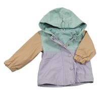 Mátovo-lila-starorůžová nepromokavá jarní bunda s kapucí Zeeman