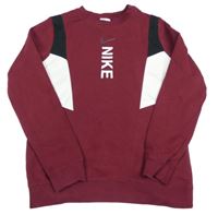 Vínovo-bílo-černá mikina s nápisem Nike