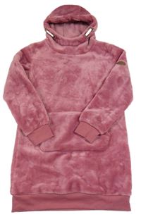 Vínové chlupaté šaty s kapucí Yigga